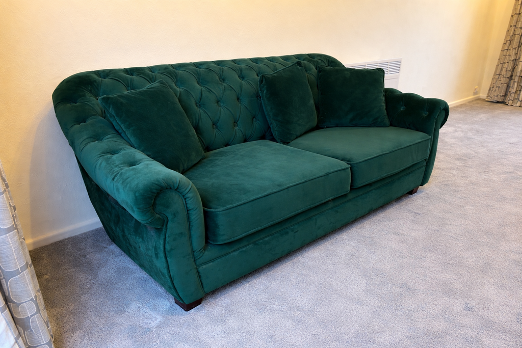 Green Velvet Chesterfield Sofa