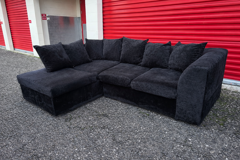 Black Velvet Corner Sofa
