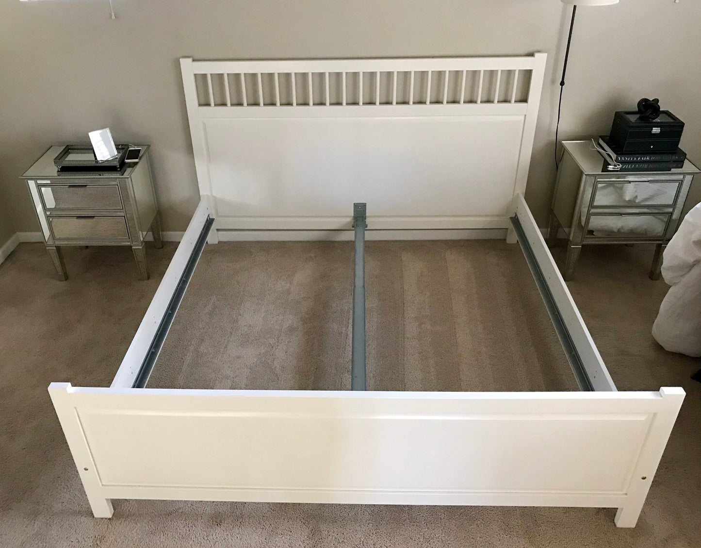 IKEA Hemnes Gloss White King Size Bed & Mattress