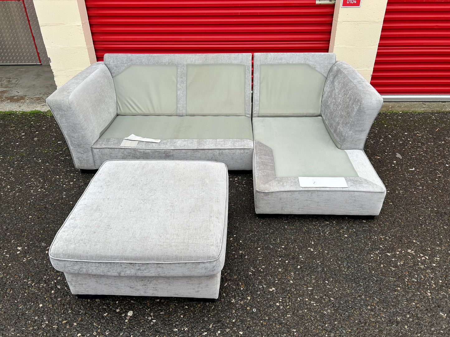 Next Stamford Silver Grey Corner Sofa & Storage Footstool