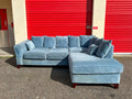 Light Blue Velvet Corner Sofa