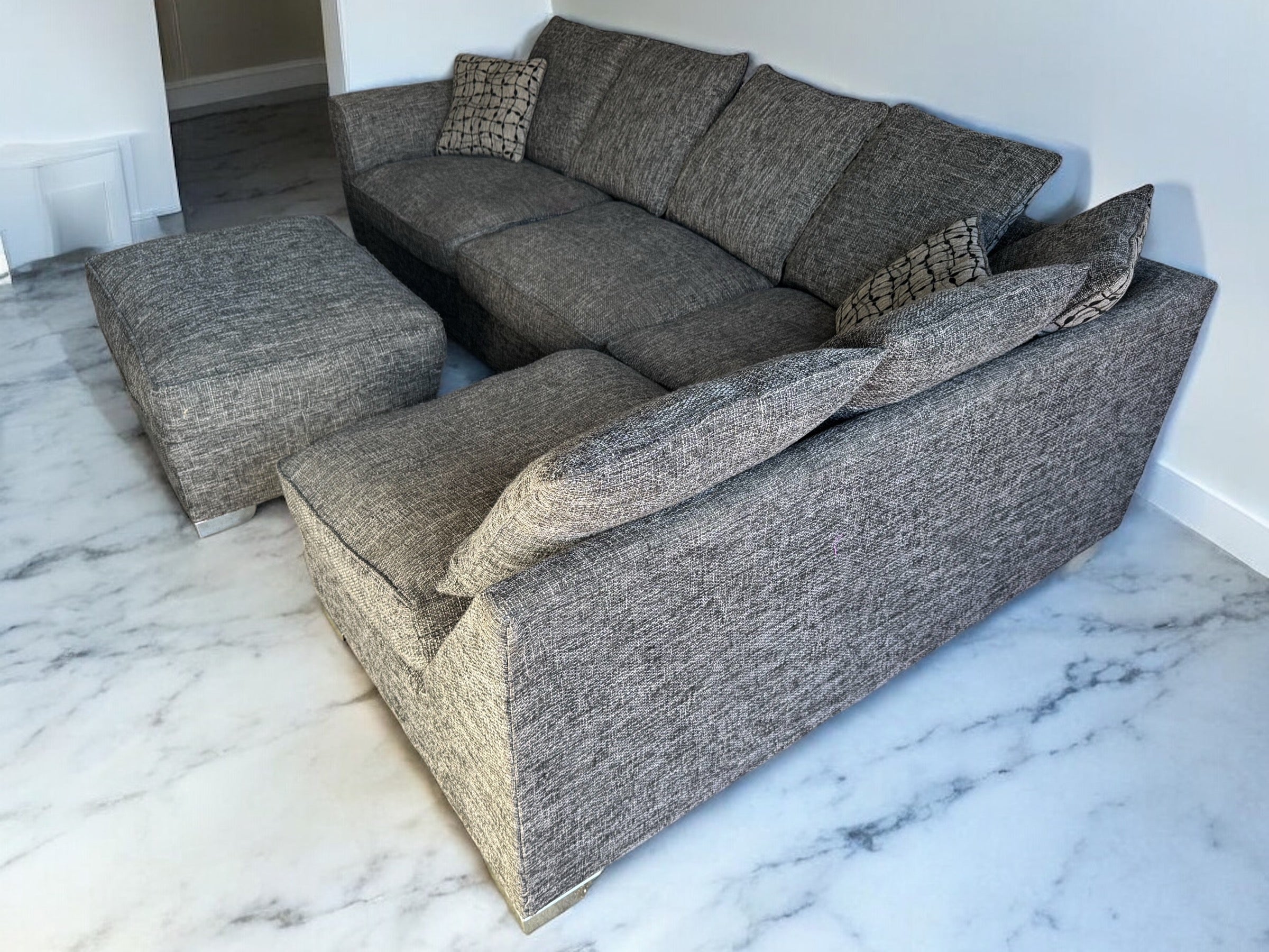 Furniture Village Corner Sofa + Stool