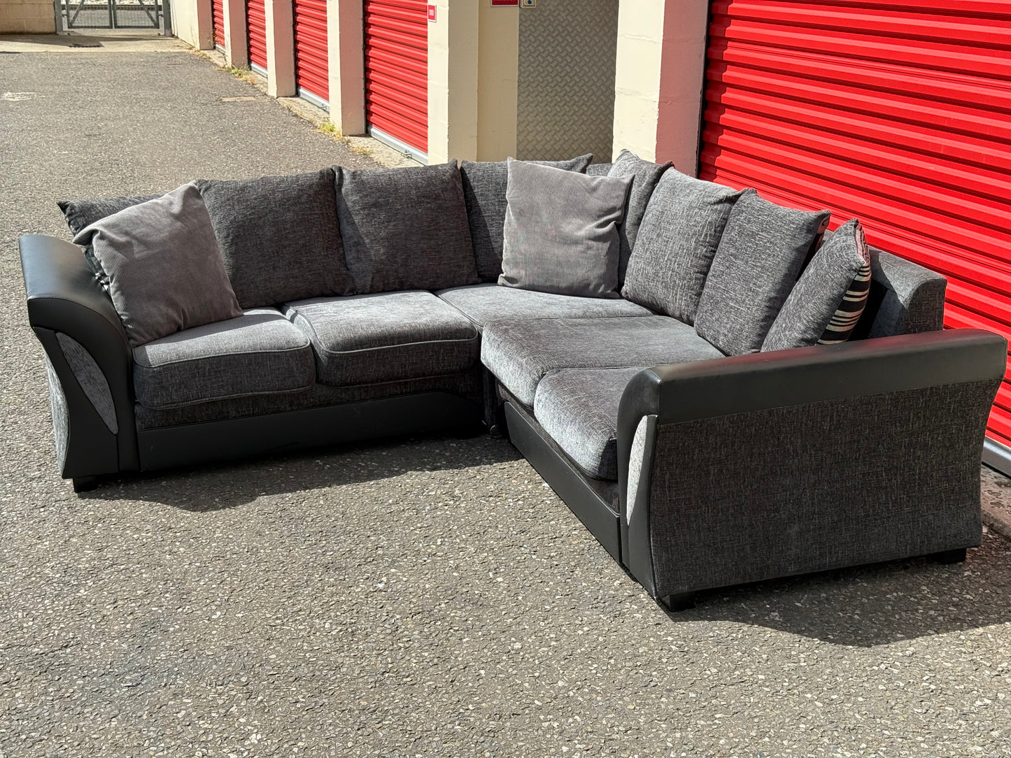 Grey & Black Corner Sofa