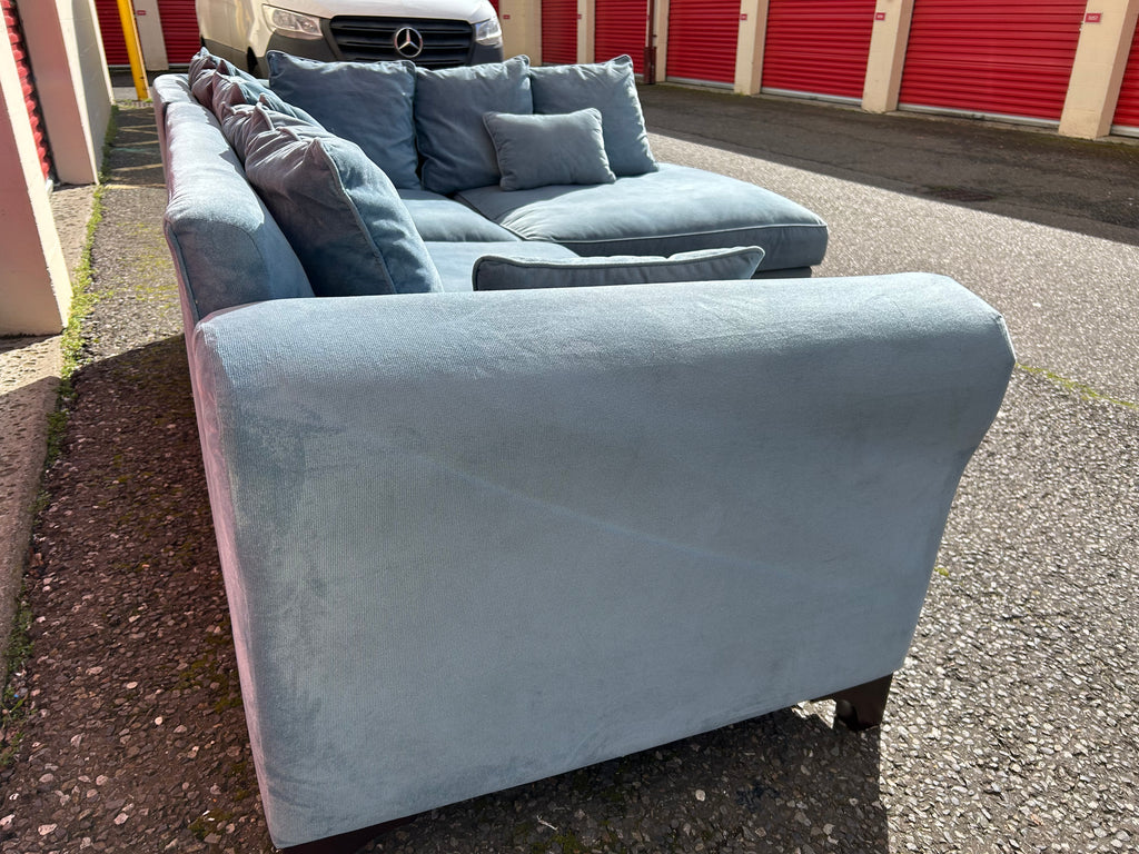 Light Blue Velvet Corner Sofa