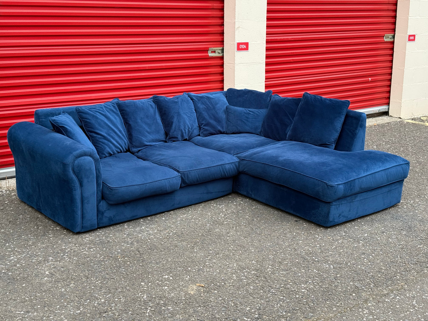 Blue Velvet Corner Sofa