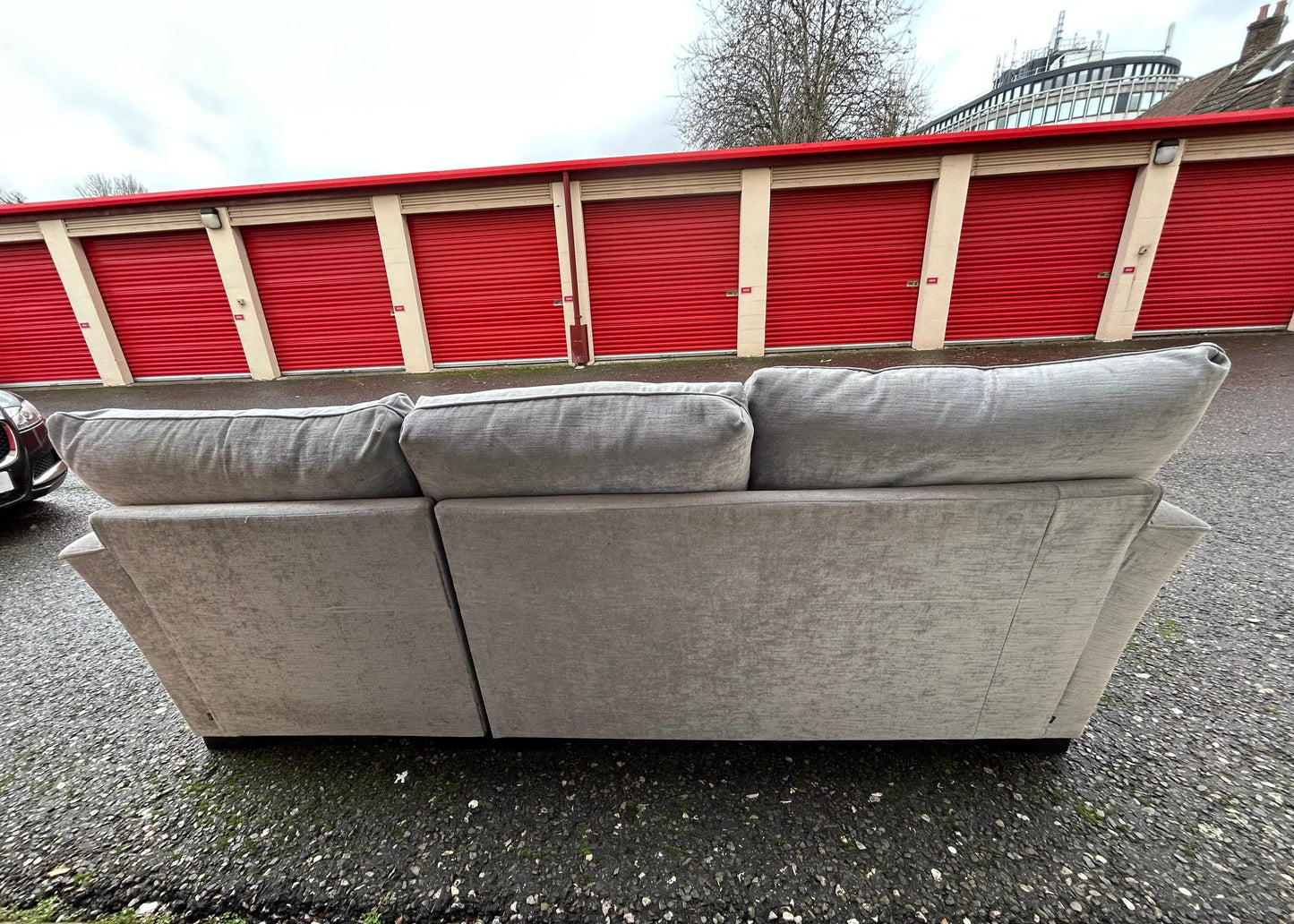 Next Stamford Silver Grey Corner Sofa & Storage Footstool