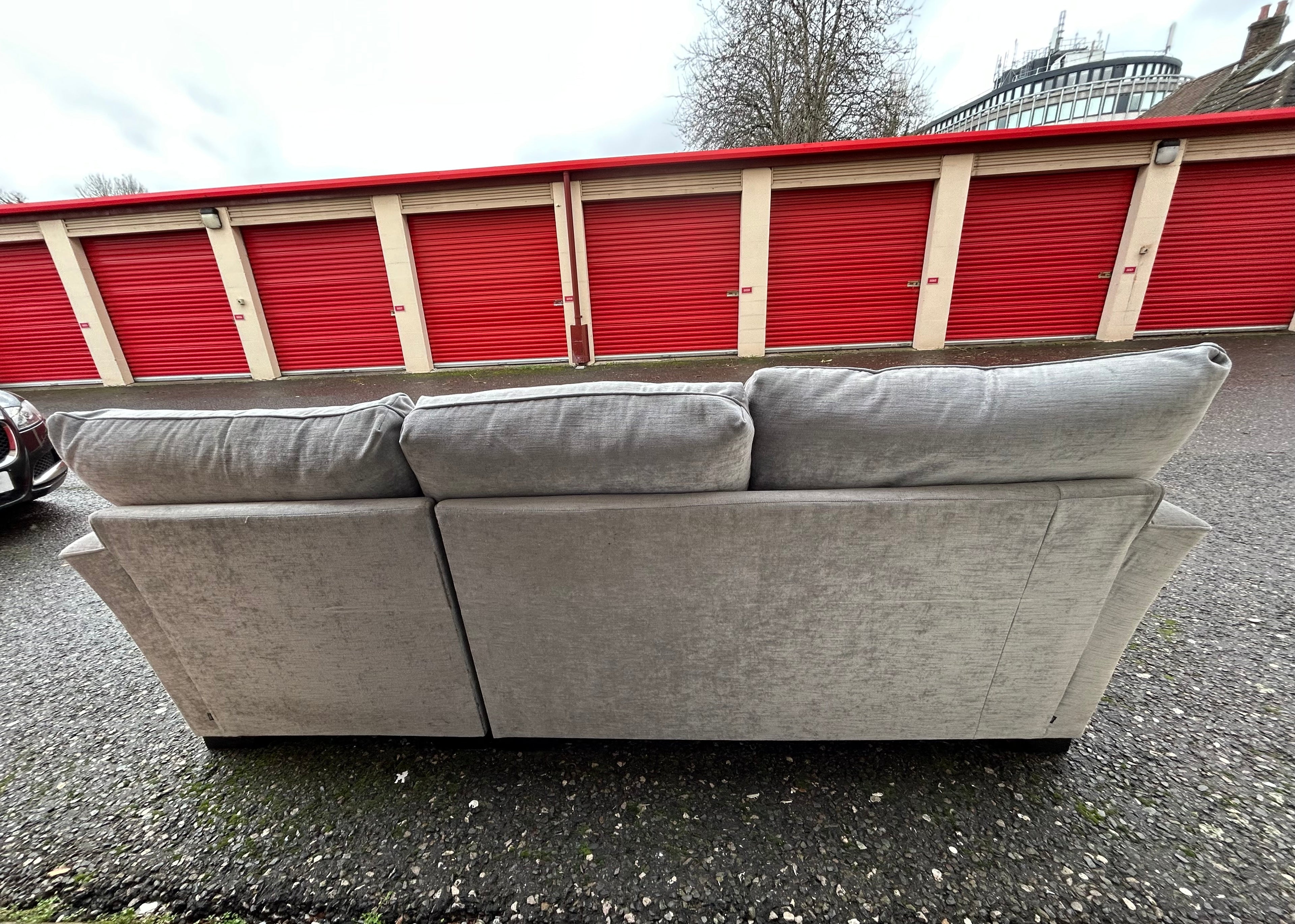Next Stamford Silver Grey Corner Sofa & Storage Footstool