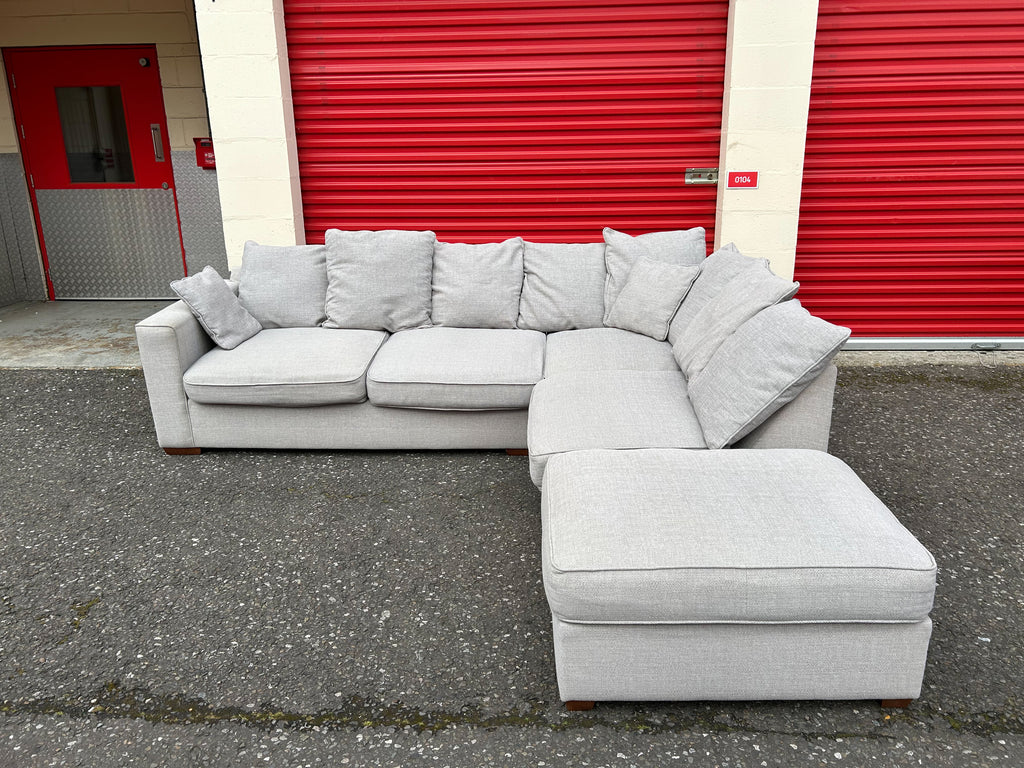 Furniture Village Grey Corner Sofa & Footstool