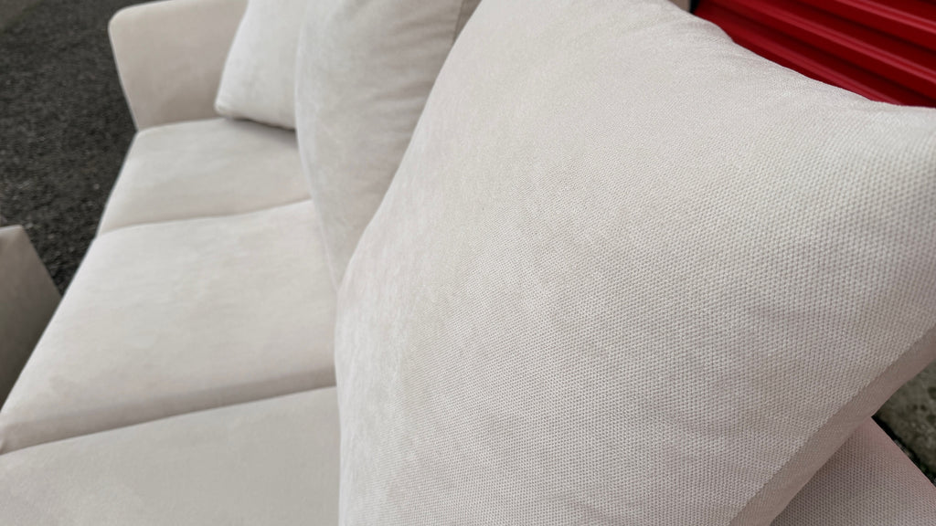 Light Cream Sofa Club Corner Sofa & Footstool