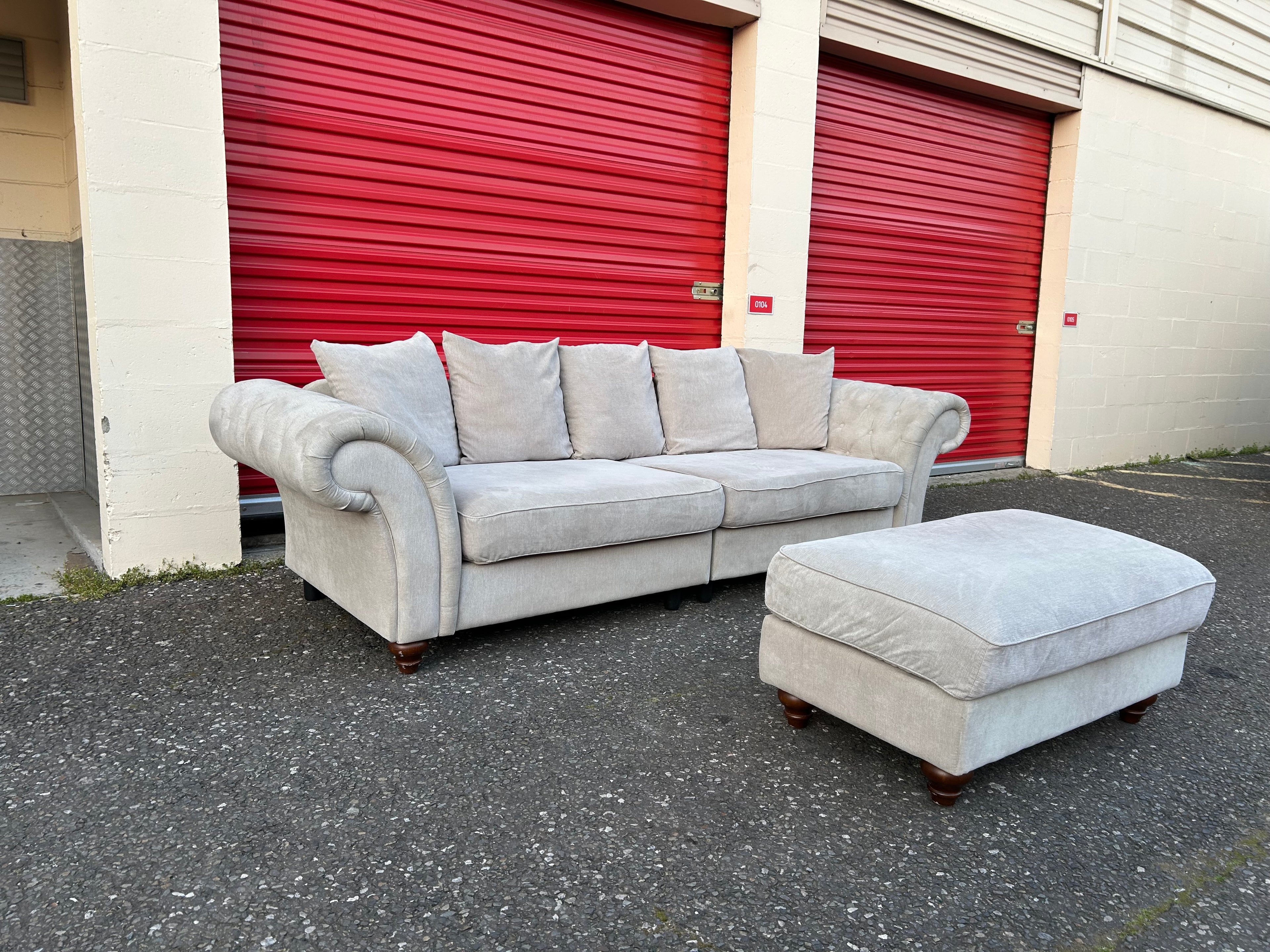 Next Chesterfield 4 Seater Sofa & Foot Stool