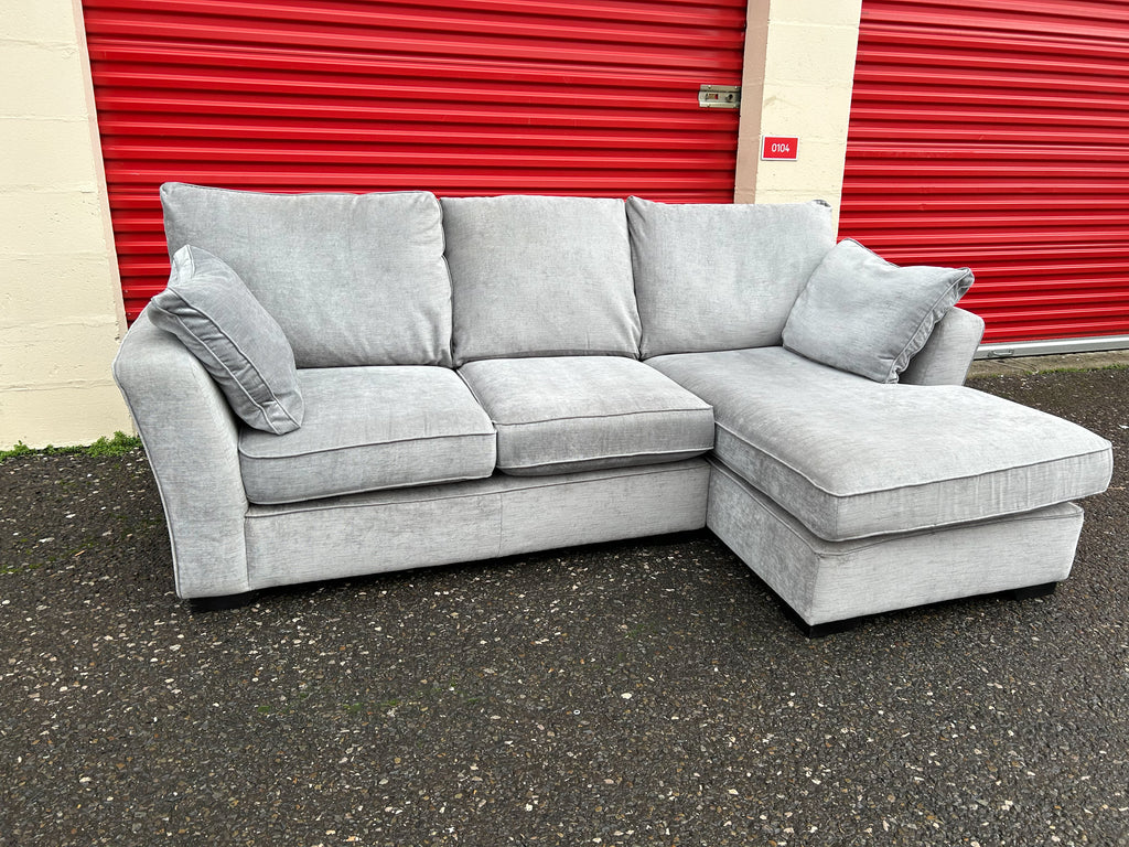 Next Stamford Silver Grey Corner Sofa & Storage Footstool