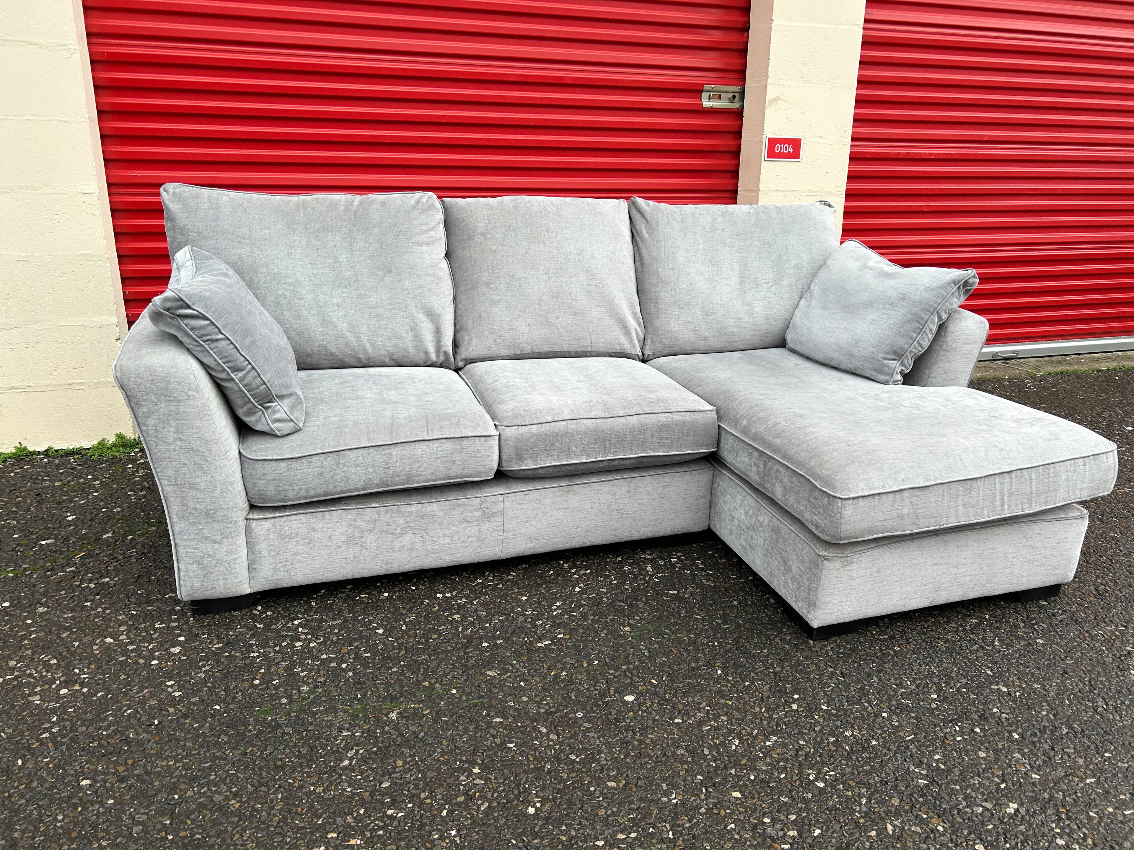 Next Stamford Silver Grey Corner Sofa & Storage Footstool