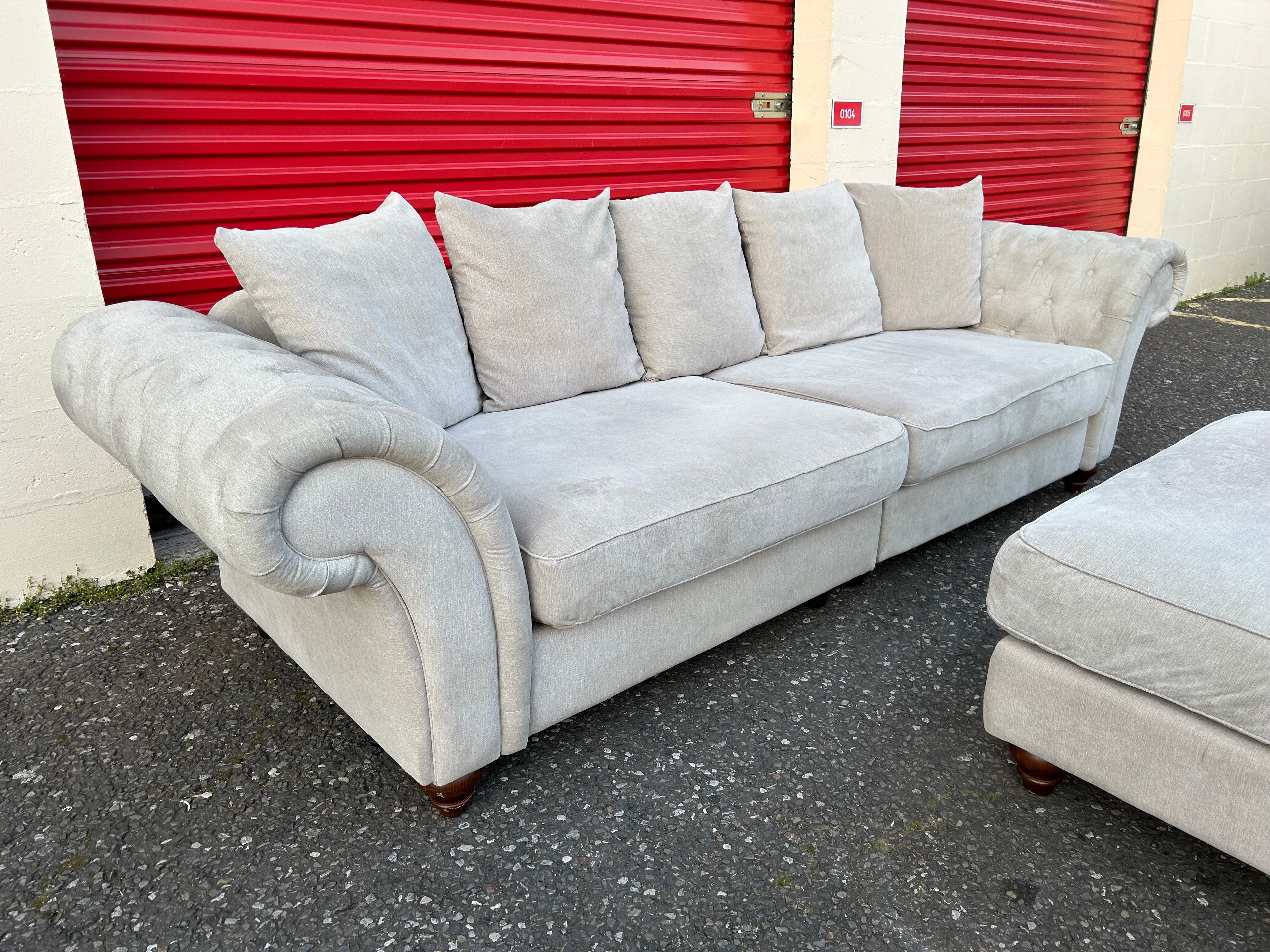 Next Chesterfield 4 Seater Sofa & Foot Stool