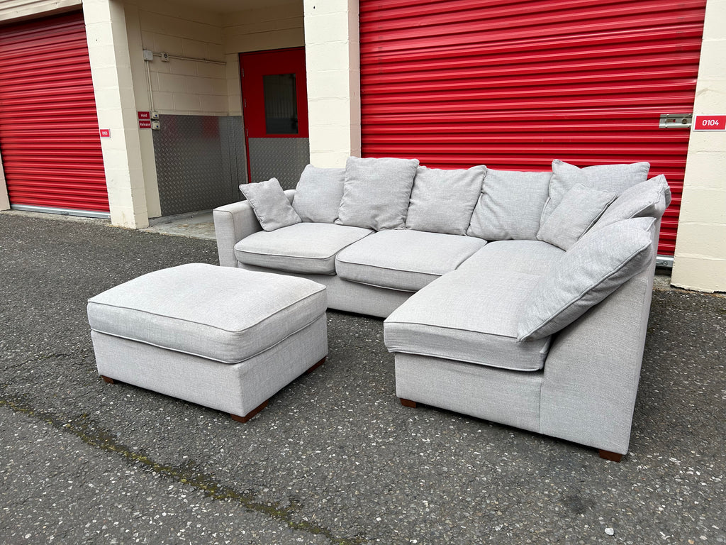 Furniture Village Grey Corner Sofa & Footstool