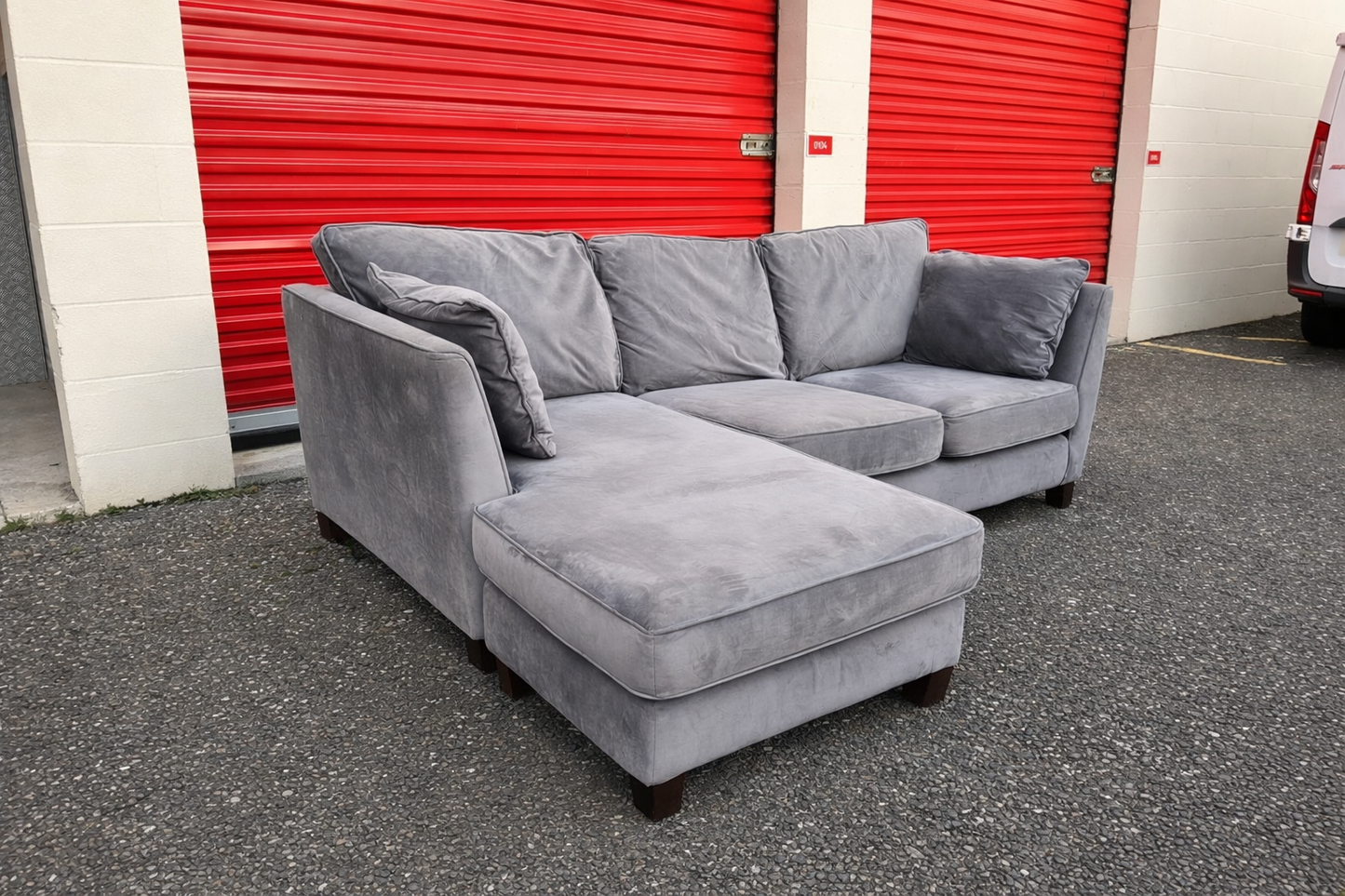 John Lewis Grey Velvet Corner Sofa