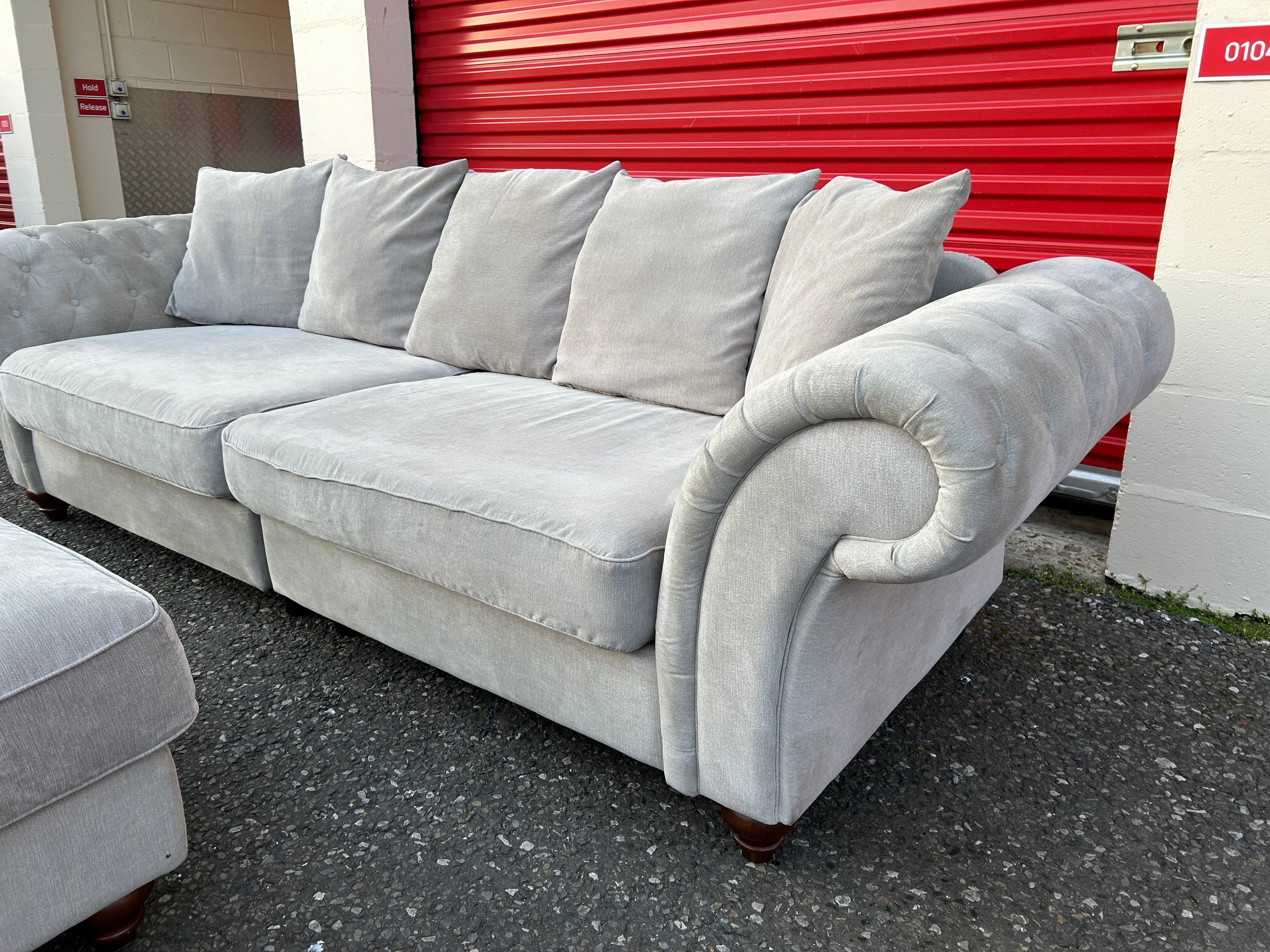 Next Chesterfield 4 Seater Sofa & Foot Stool