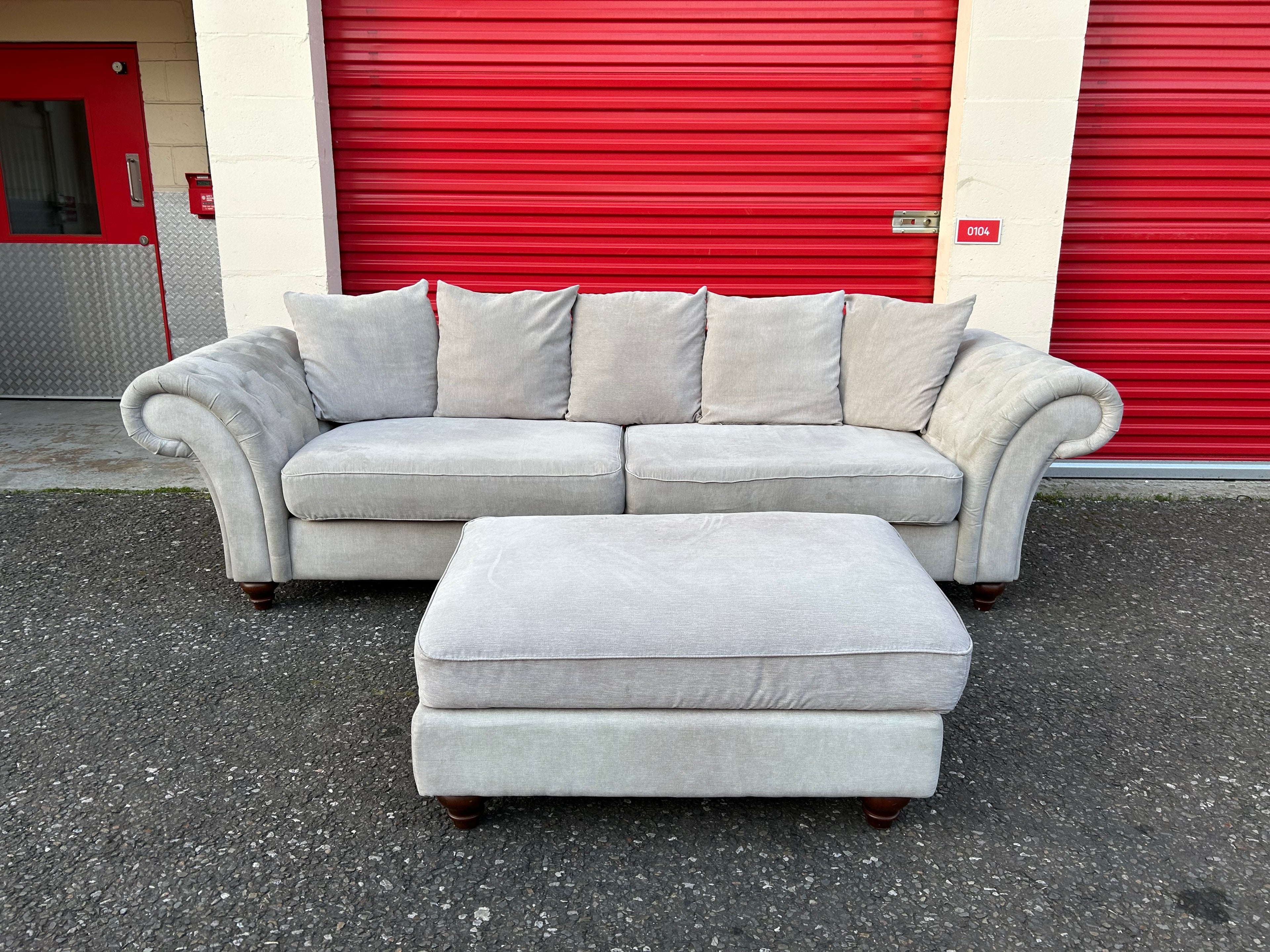 Next Chesterfield 4 Seater Sofa & Foot Stool