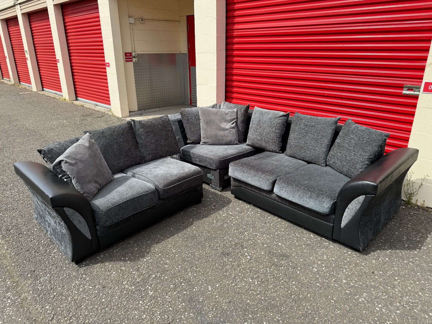 Grey & Black Corner Sofa