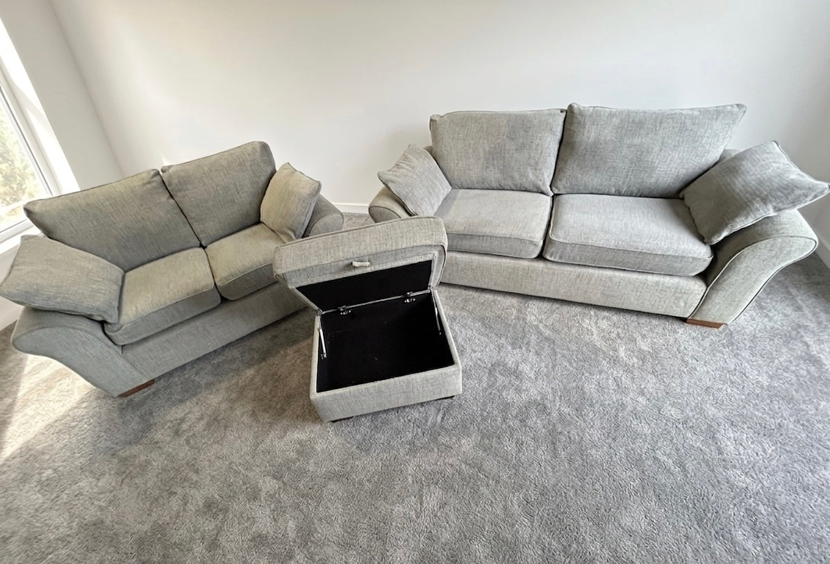 Next Sofa Set - 3 Seater, 2 Seater & Footstool