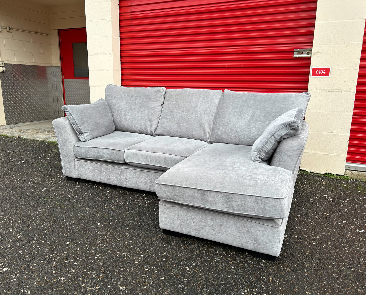 Next Stamford Silver Grey Corner Sofa & Storage Footstool