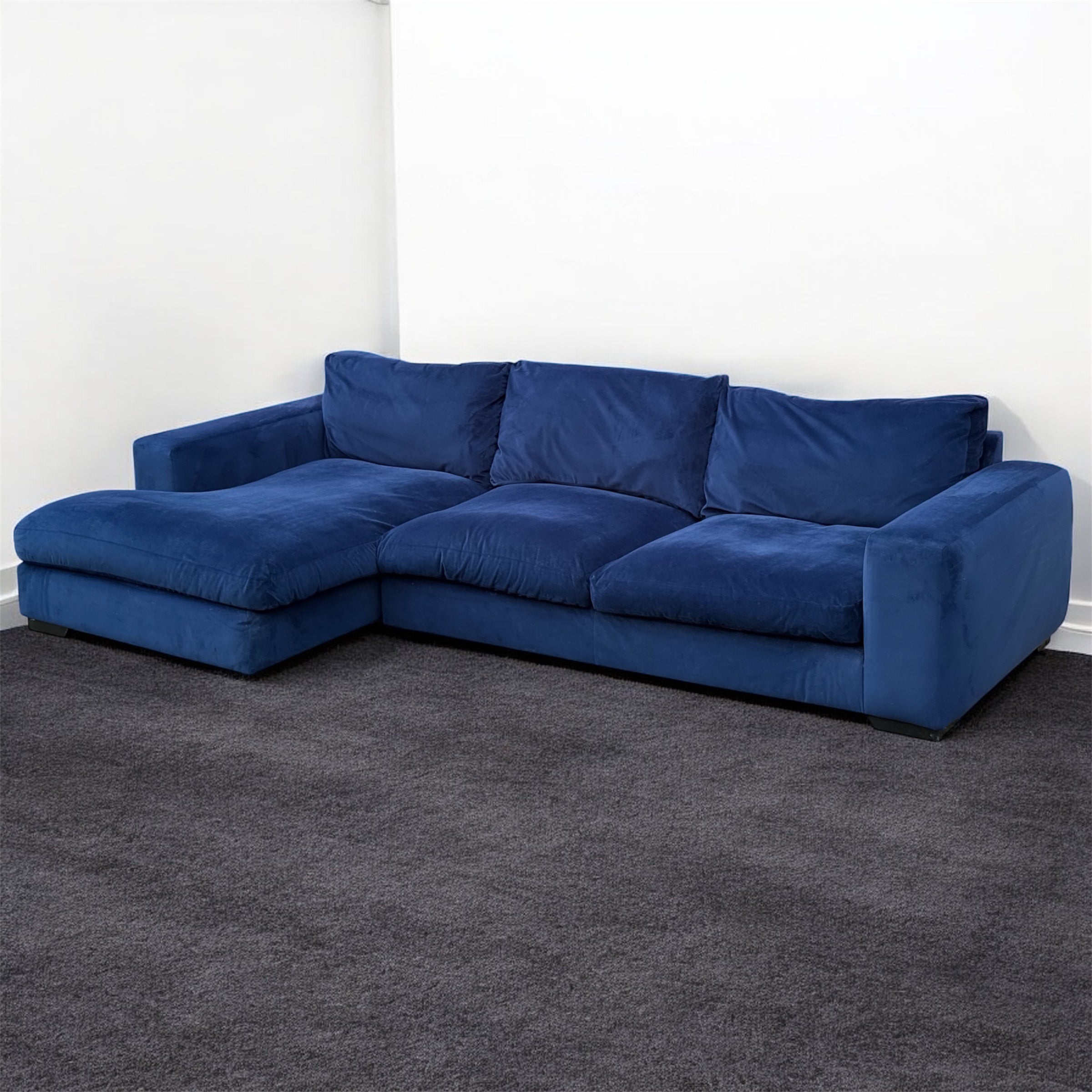 Next Houghton Blue Velvet Corner Sofa