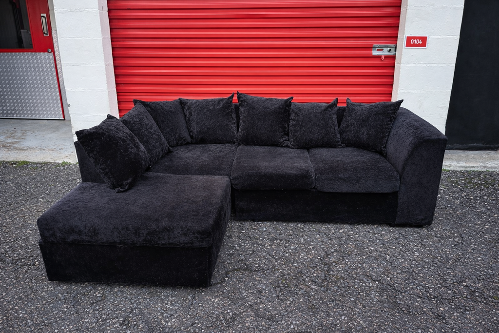 Black Velvet Corner Sofa