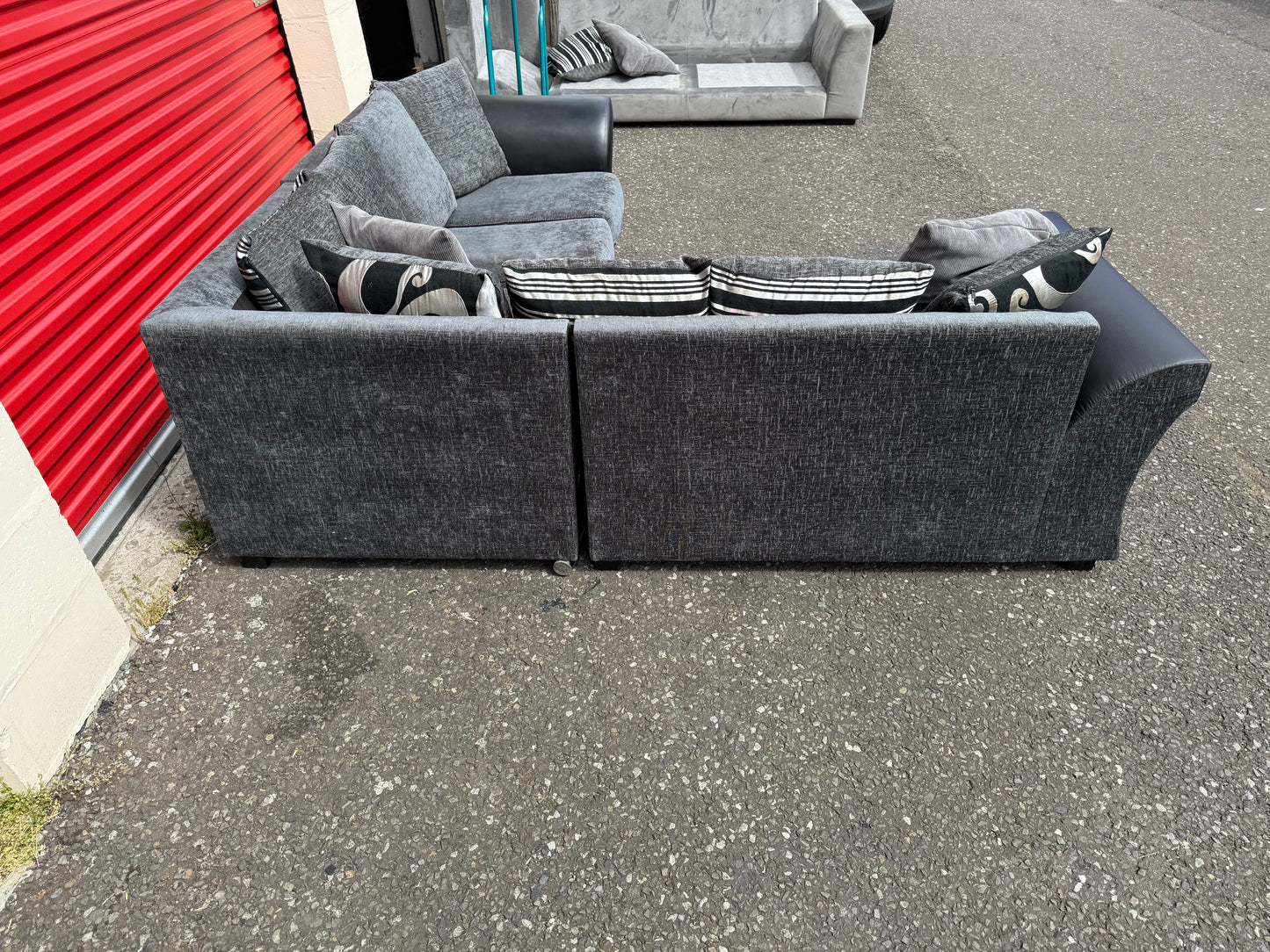 Grey & Black Corner Sofa