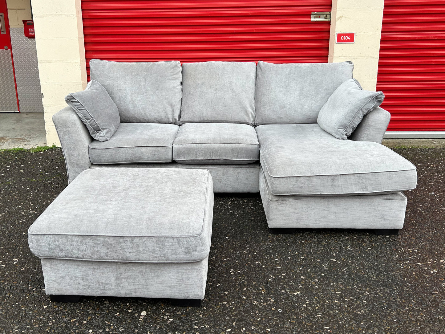 Next Stamford Silver Grey Corner Sofa & Storage Footstool