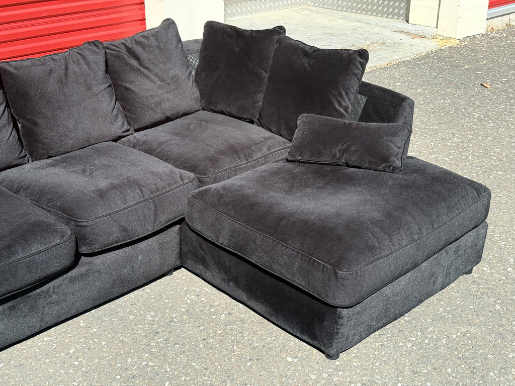(Ex-Display) Plush Black Corner Sofa