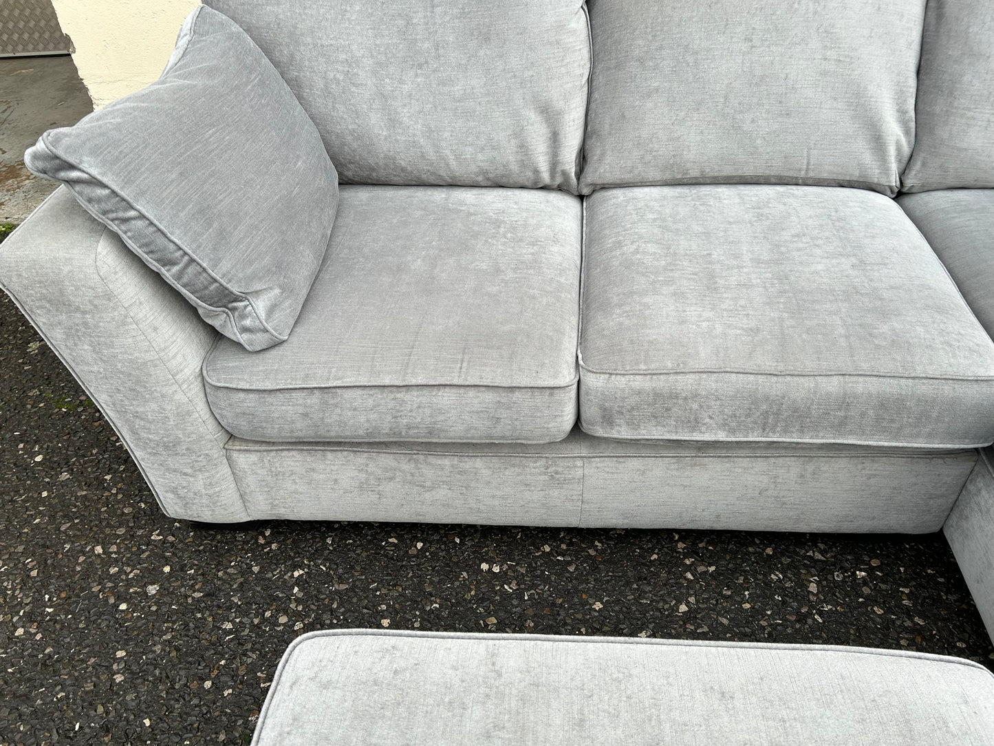 Next Stamford Silver Grey Corner Sofa & Storage Footstool
