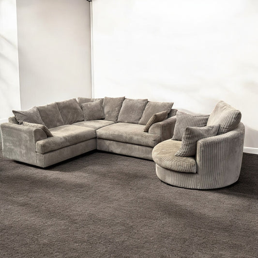 Light Brown Corner Sofa & Swivel Chair