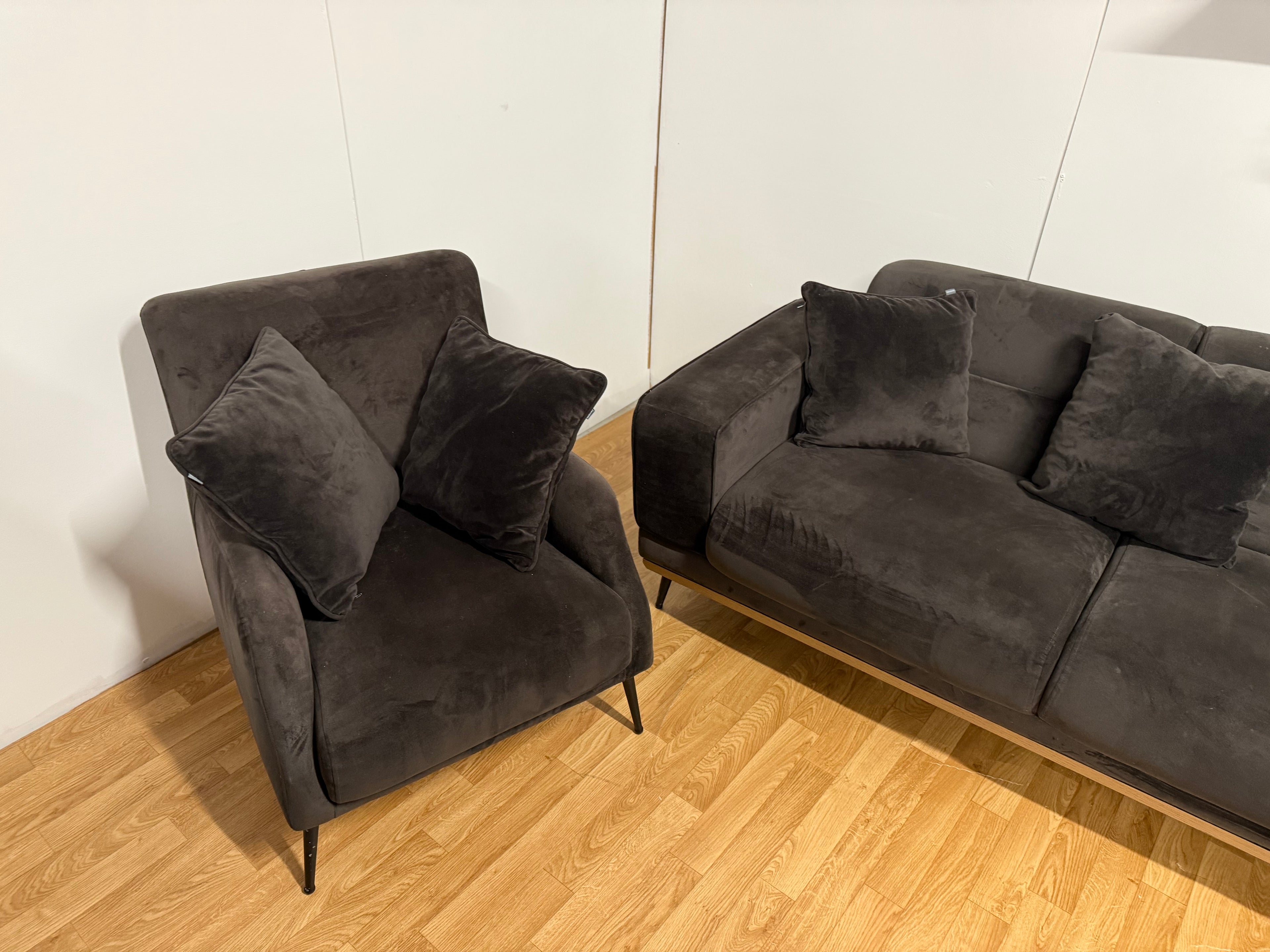 Brown Suede Sofa Set 