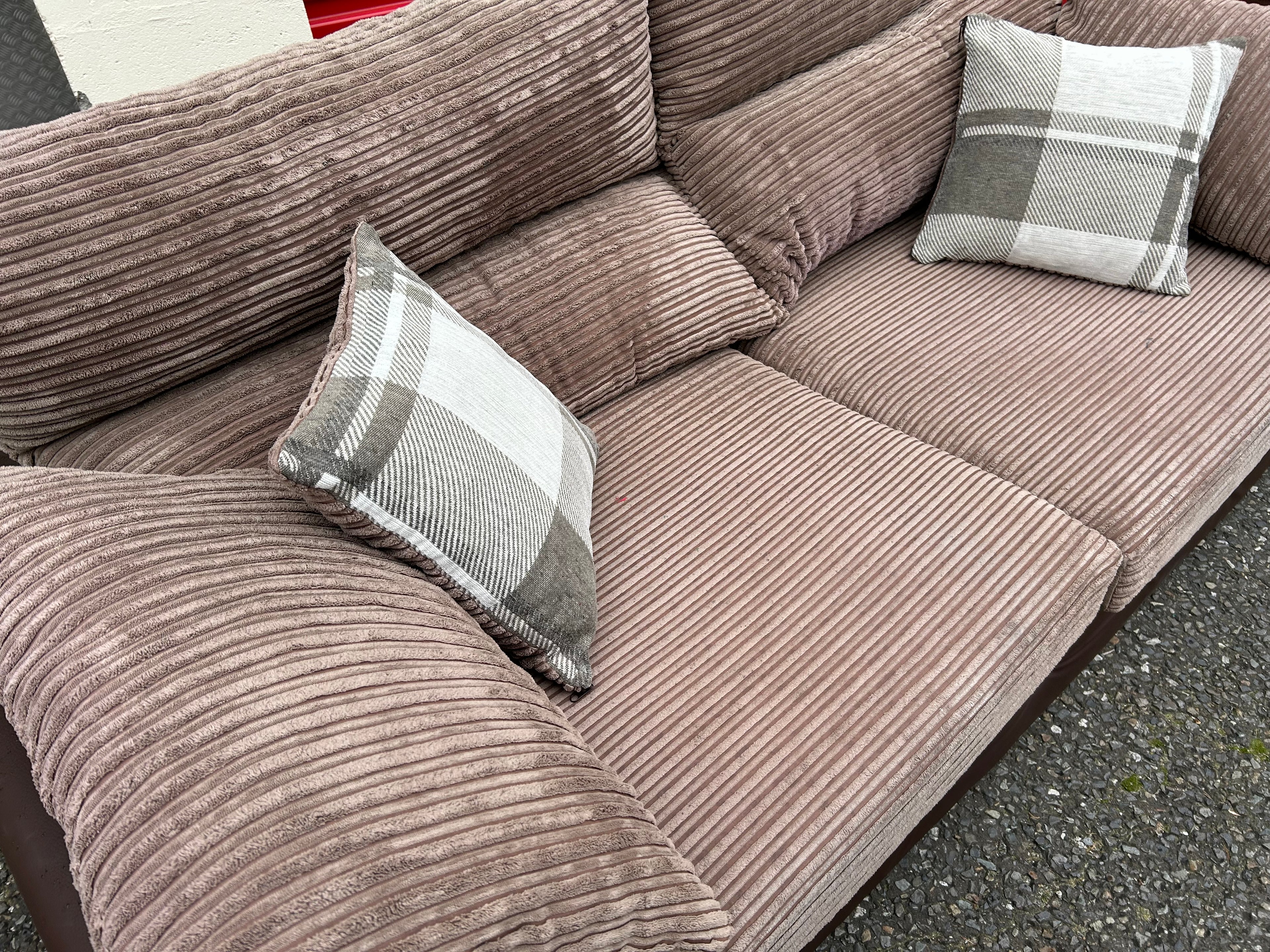Brown Fabric 3 & 2 Seater Sofa Set