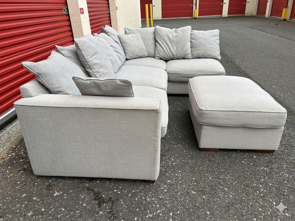 Furniture Village Grey Corner Sofa & Footstool