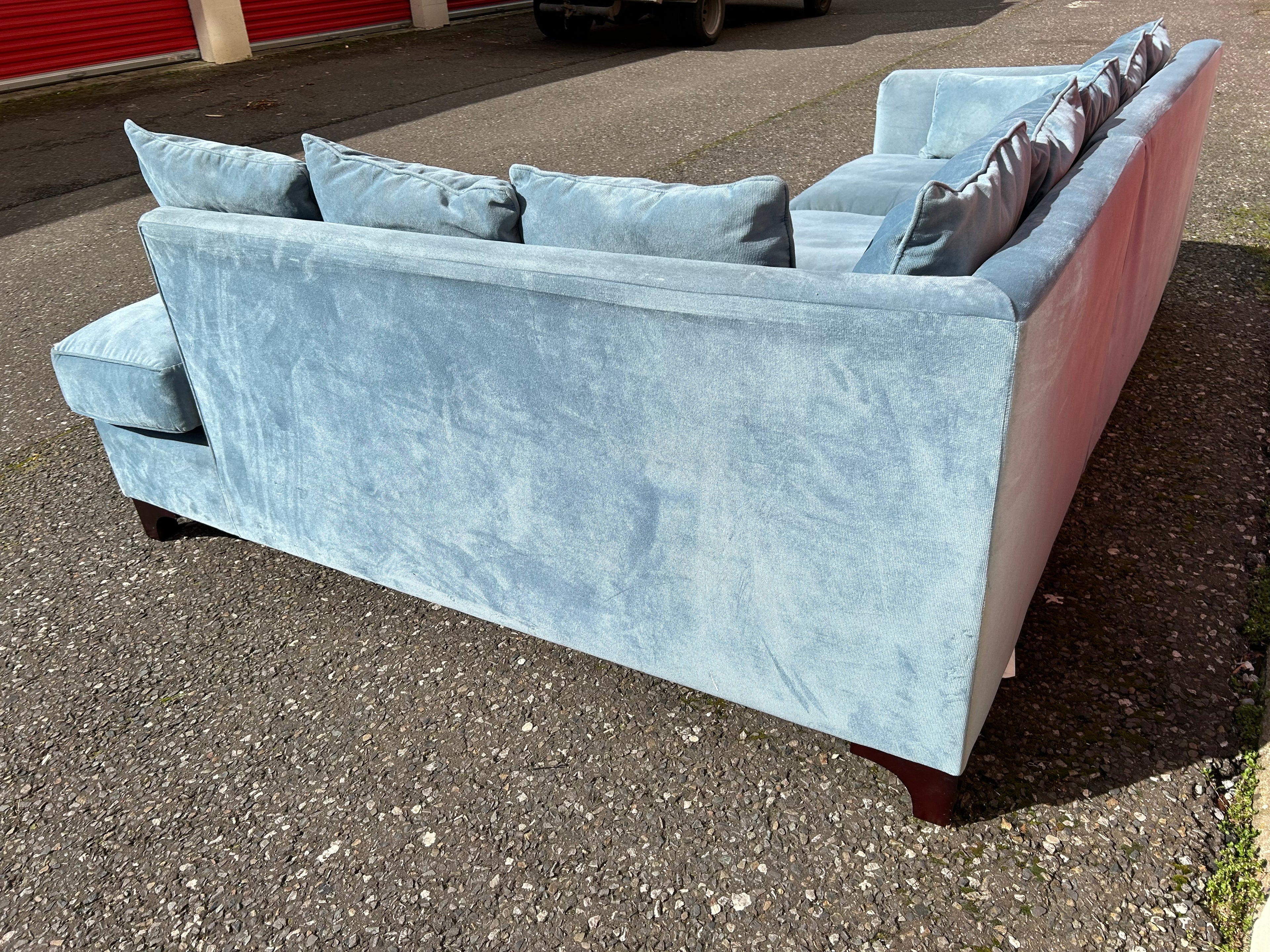 Light Blue Velvet Corner Sofa