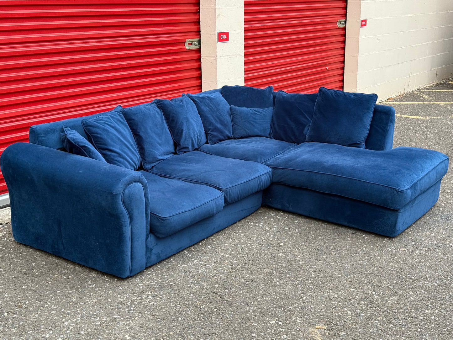 Blue Velvet Corner Sofa