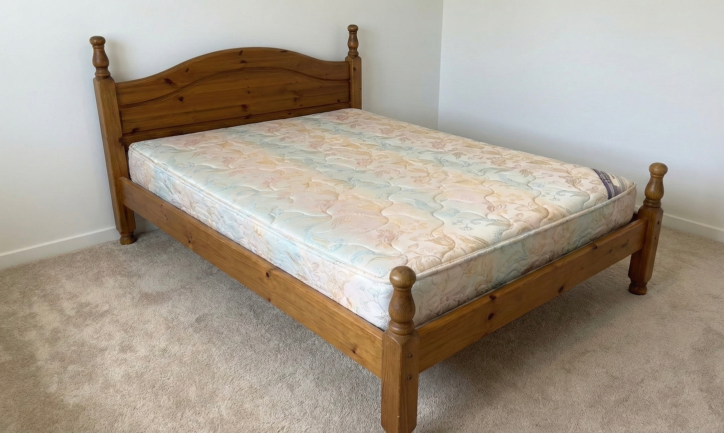 Wooden Double Bed & Mattress