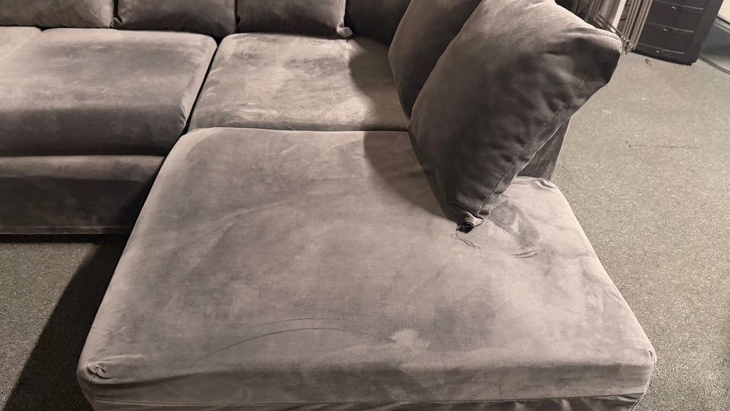 Grey Velvet Corner Sofa
