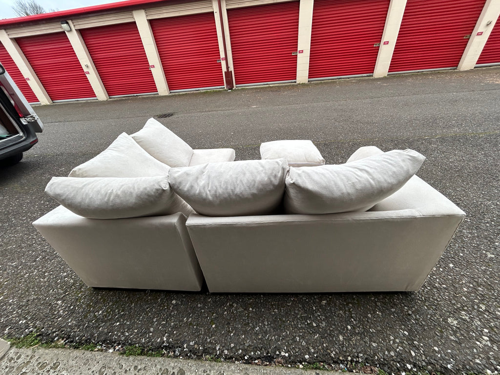 Light Cream Sofa Club Corner Sofa & Footstool
