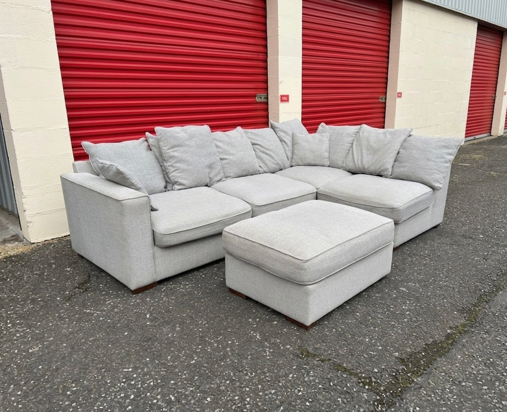Furniture Village Grey Corner Sofa & Footstool