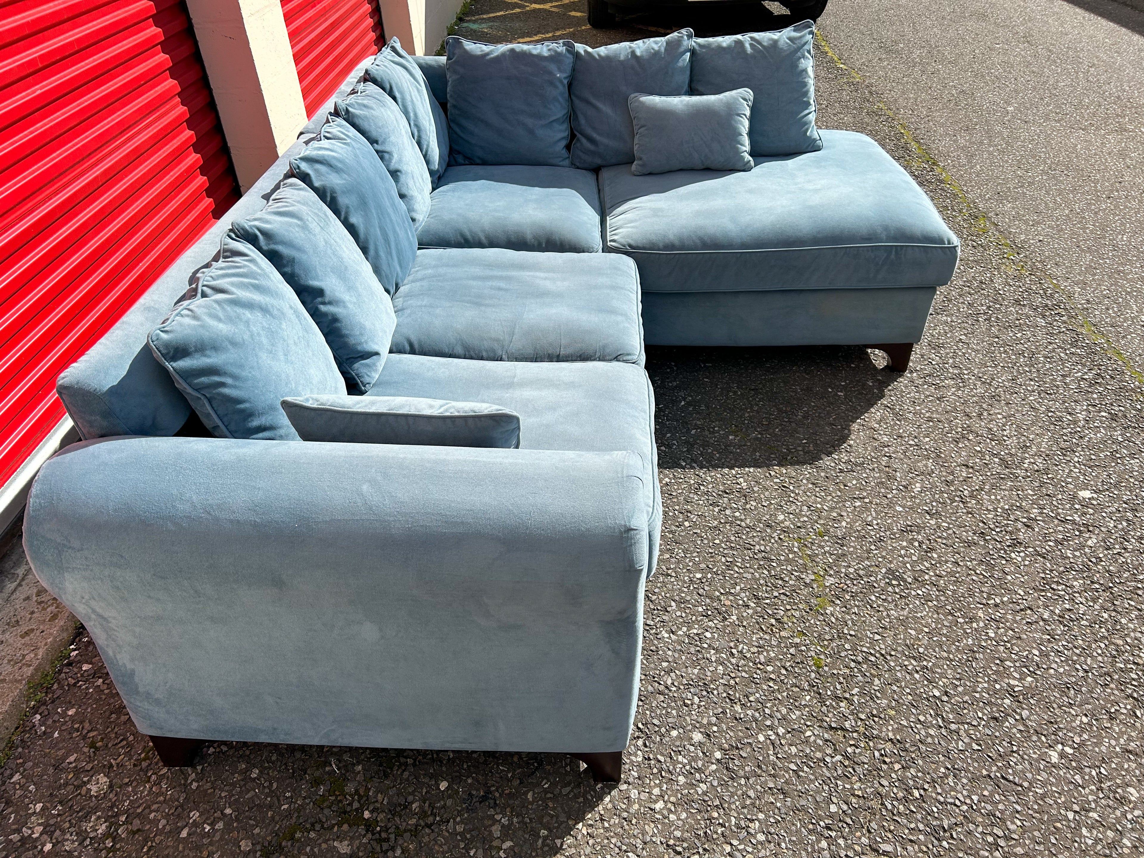 Light Blue Velvet Corner Sofa