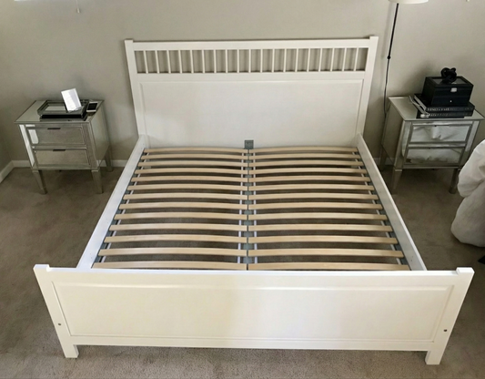 IKEA Hemnes Gloss White King Size Bed & Mattress