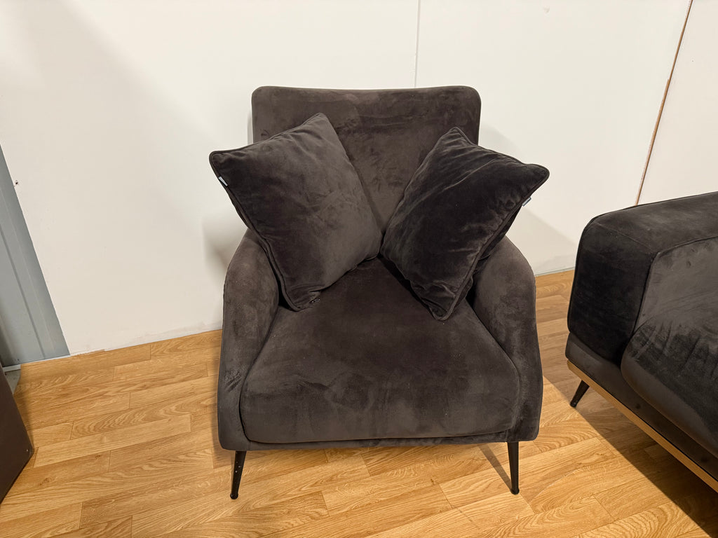 Brown Suede Sofa Set 