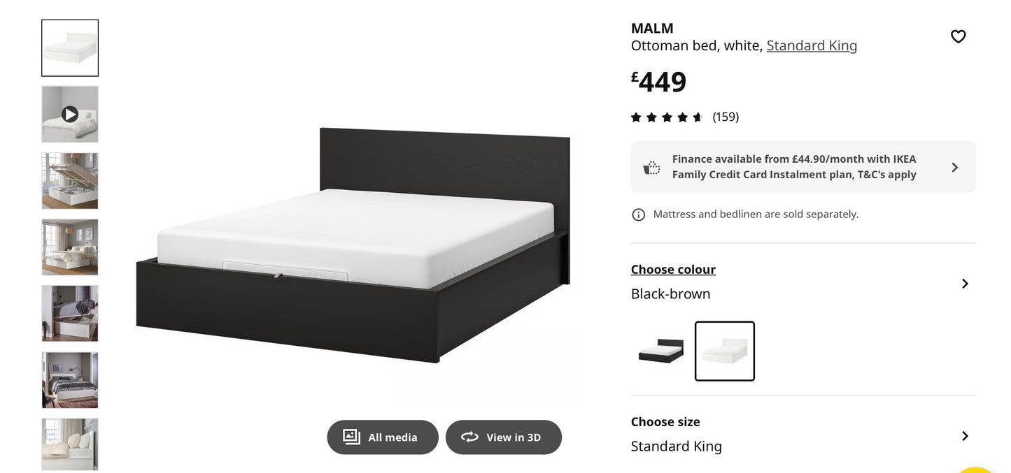 IKEA Malm Ottoman Bed Frame King Size