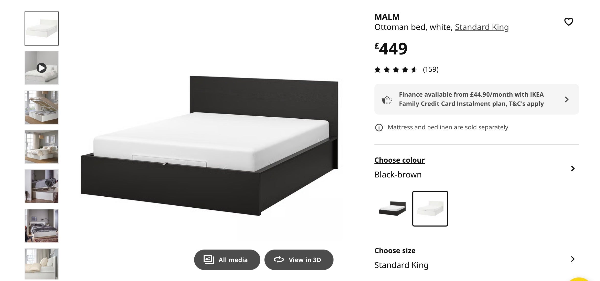 IKEA Malm Ottoman Bed Frame King Size