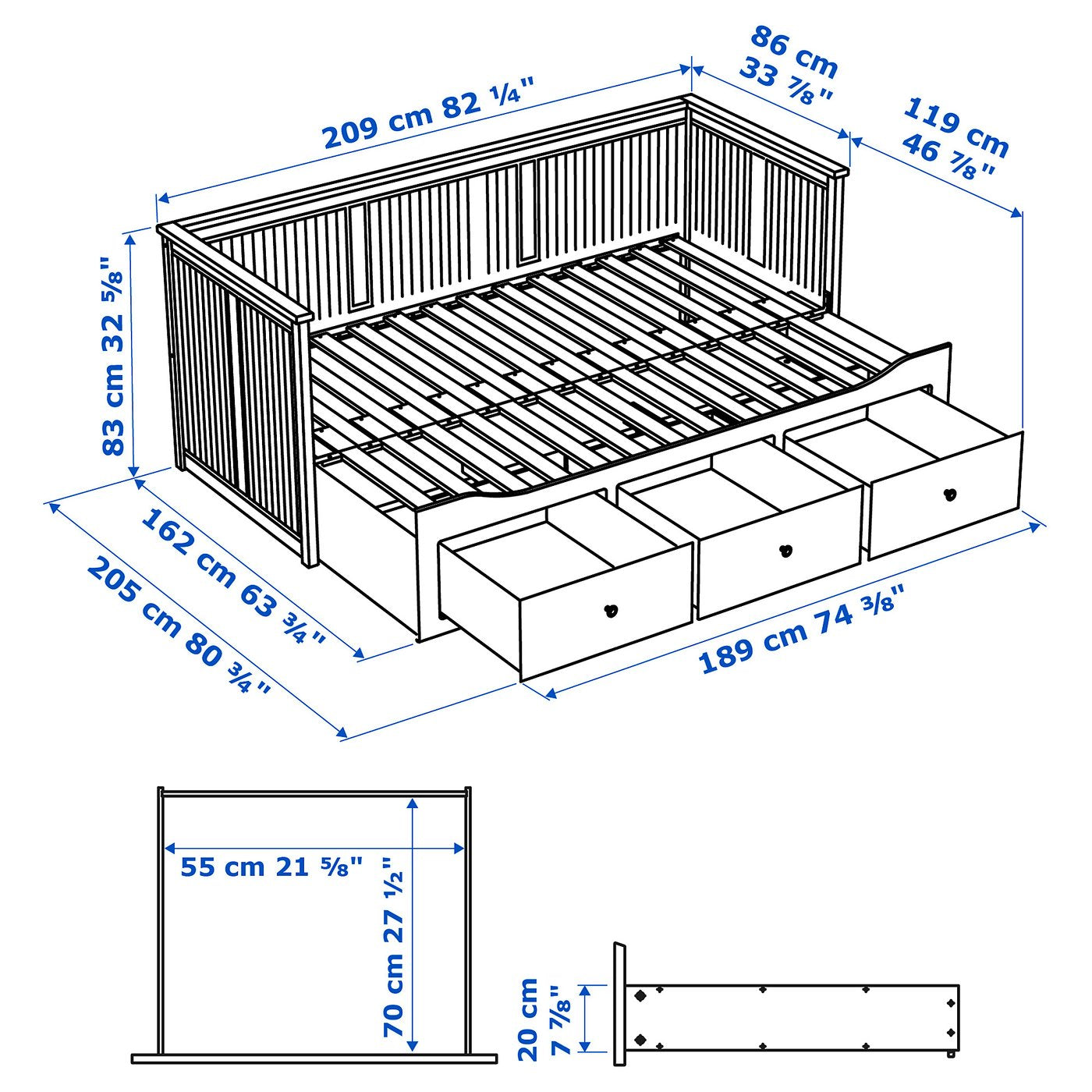 IKEA Hemnes Day Bed & Mattresses