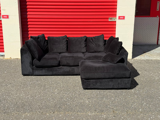 (Ex-Display) Plush Black Corner Sofa