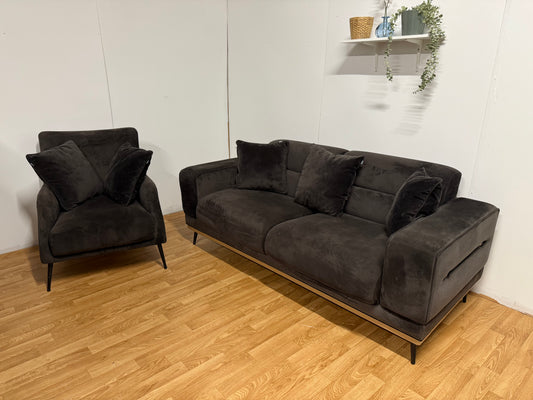 Brown Suede Sofa Set 