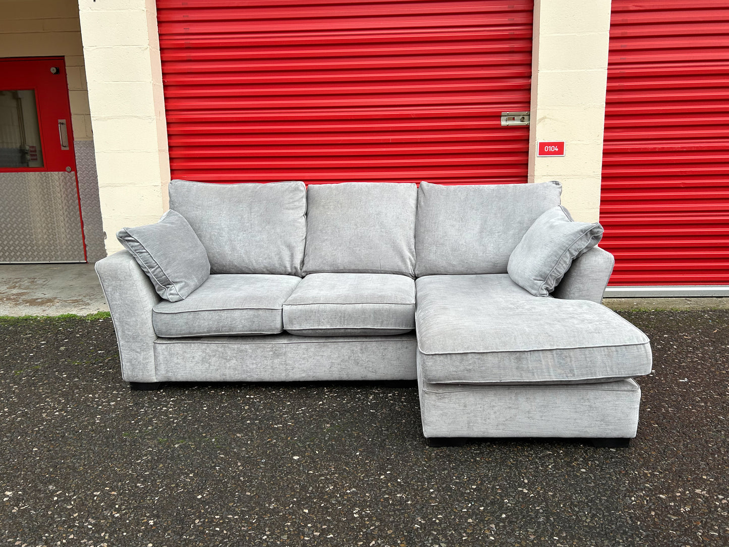 Next Stamford Silver Grey Corner Sofa & Storage Footstool
