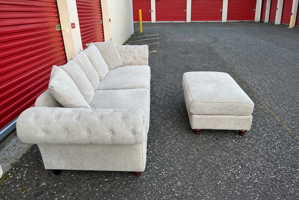 Next Chesterfield 4 Seater Sofa & Foot Stool